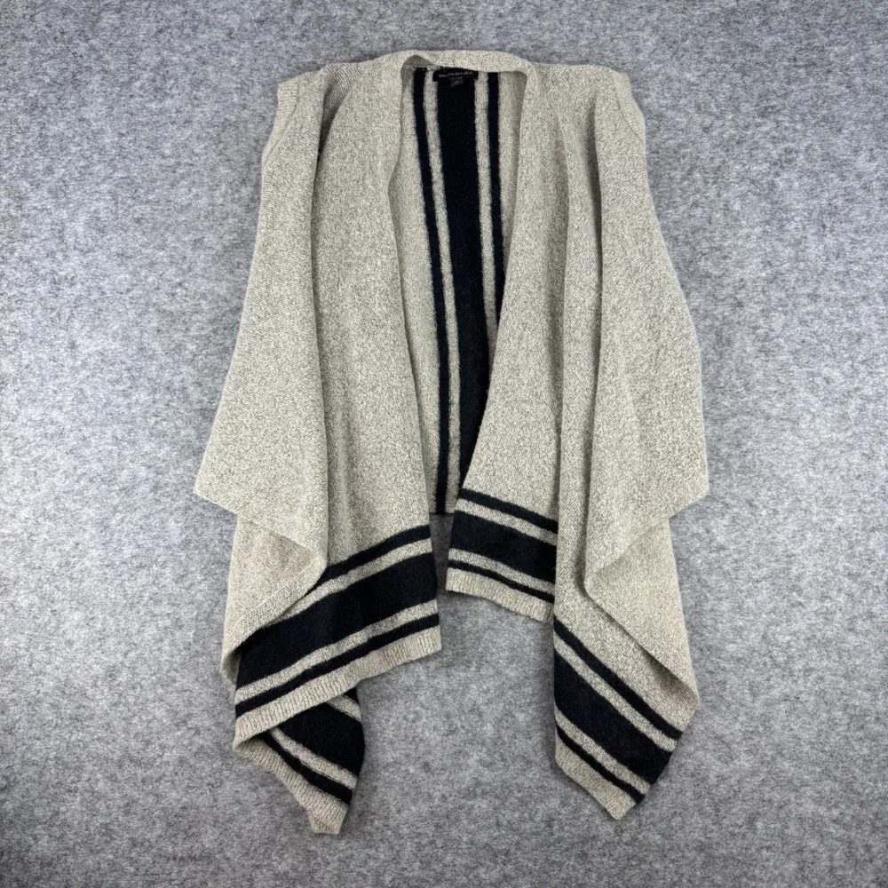 Banana Republic Womens Gray Wool Alpaca Mohair Blend Striped Drape Vest Size M